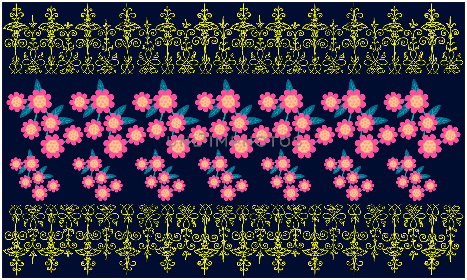 digital textile design of floral art