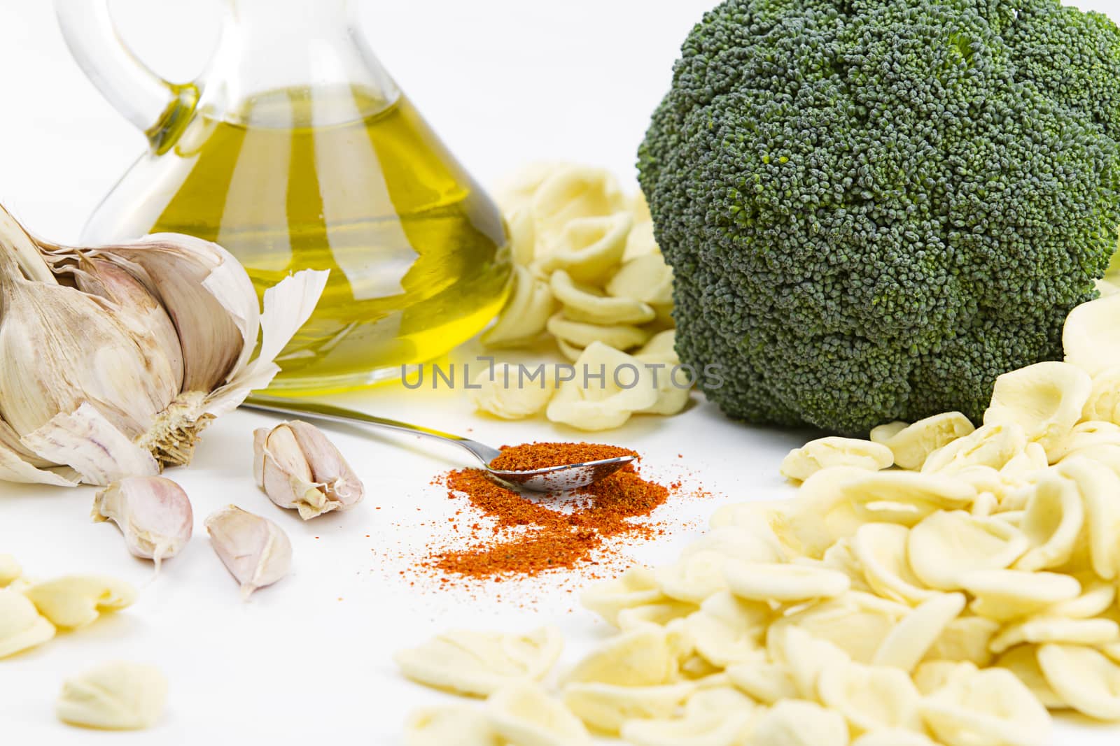 Close-up o f ingredients of typical italian recipe orecchiette a by robbyfontanesi