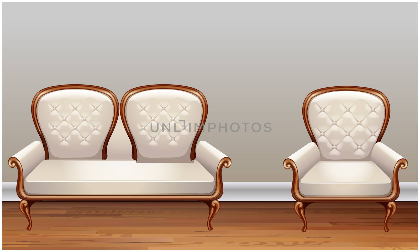 mock up illustration of couch on abstract background