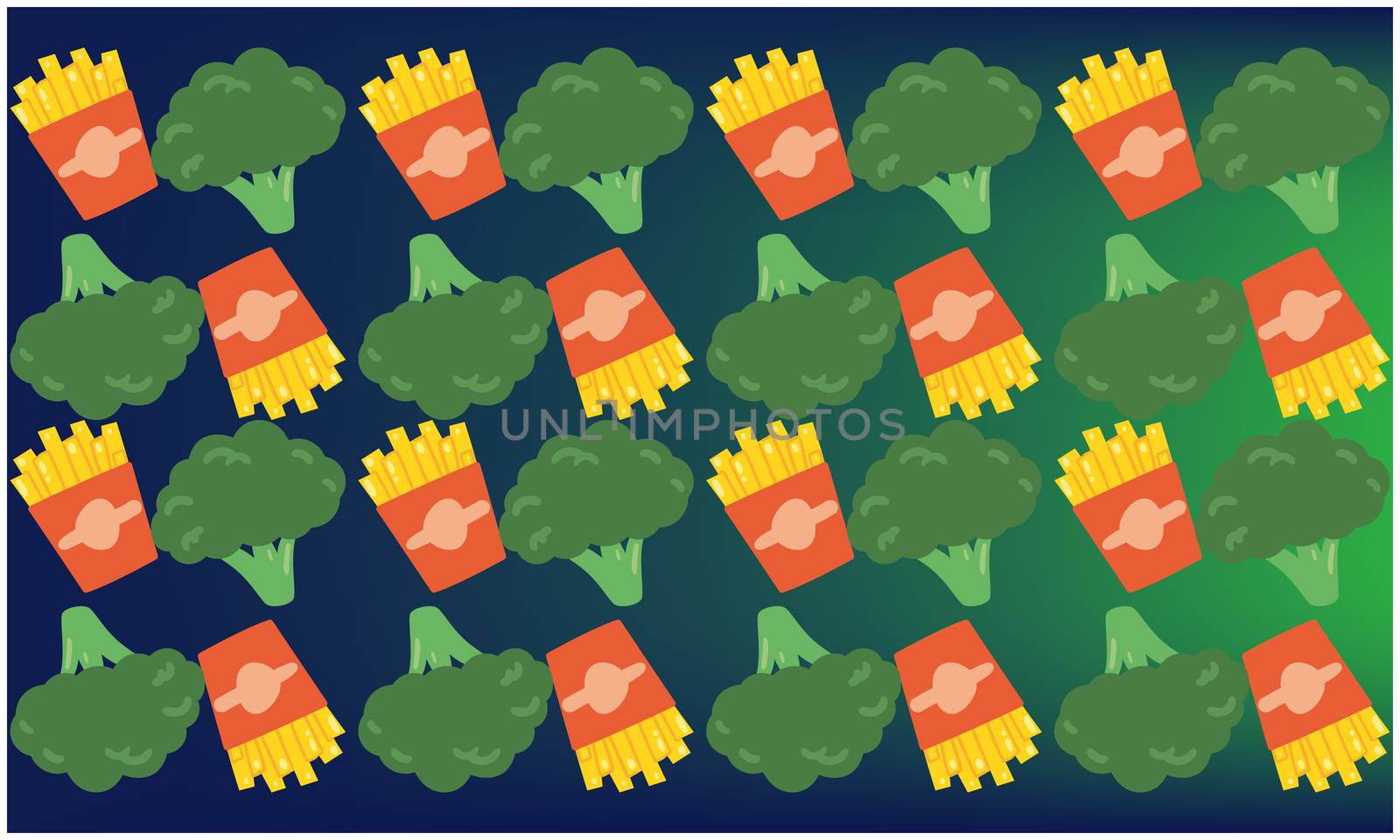 digital textile design of food and vegetable art on abstract background