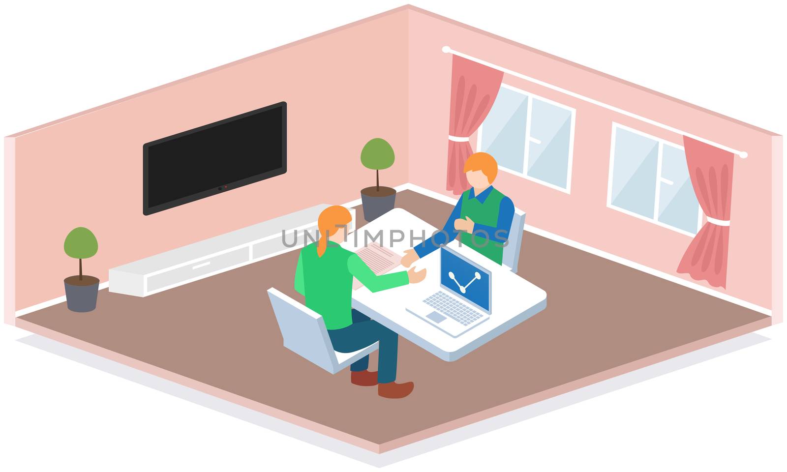 isometric view of people meeting in office by aanavcreationsplus