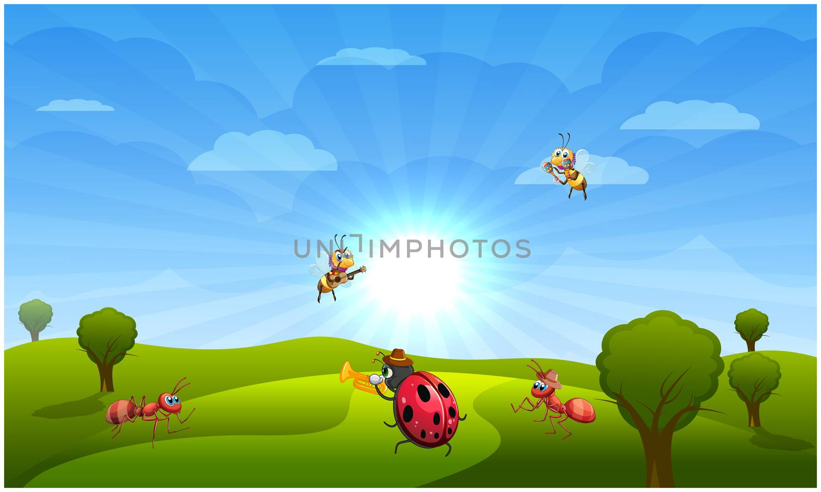 insects are playing music in garden by aanavcreationsplus