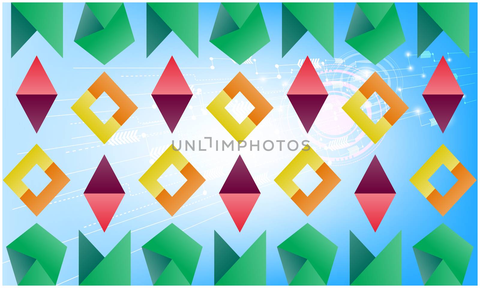digital textile design of polygon art on abstract background