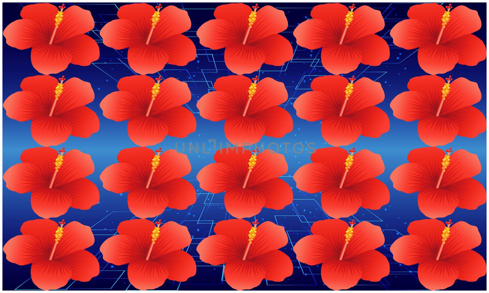digital textile design of flowers on abstract background