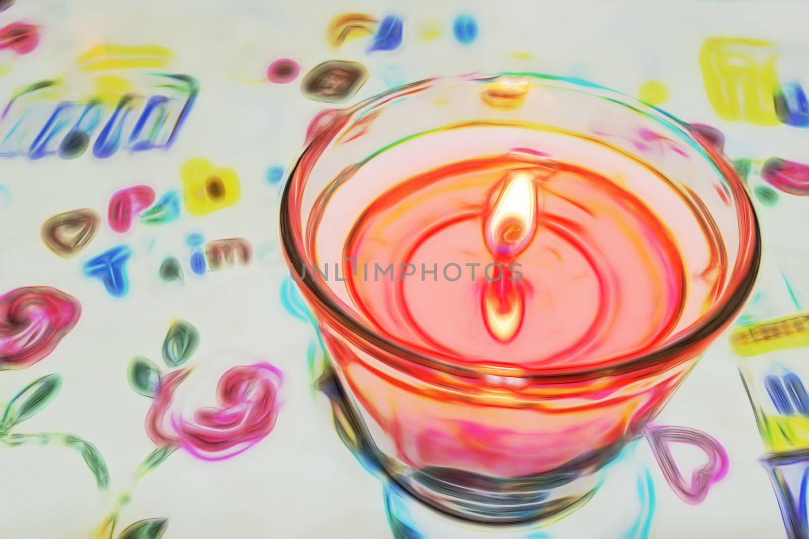 burning candle on a white background