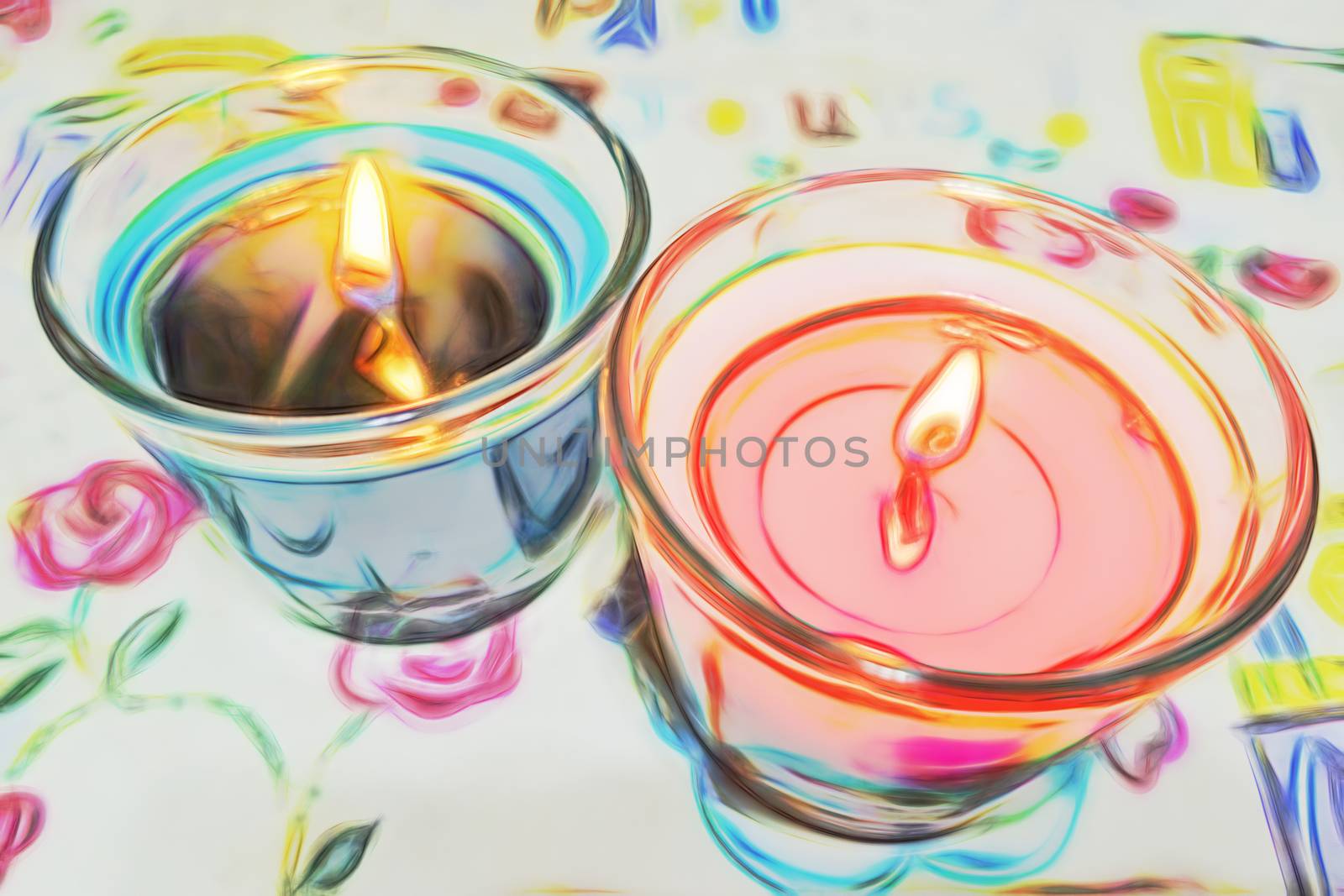 burning candle on a white background by yilmazsavaskandag