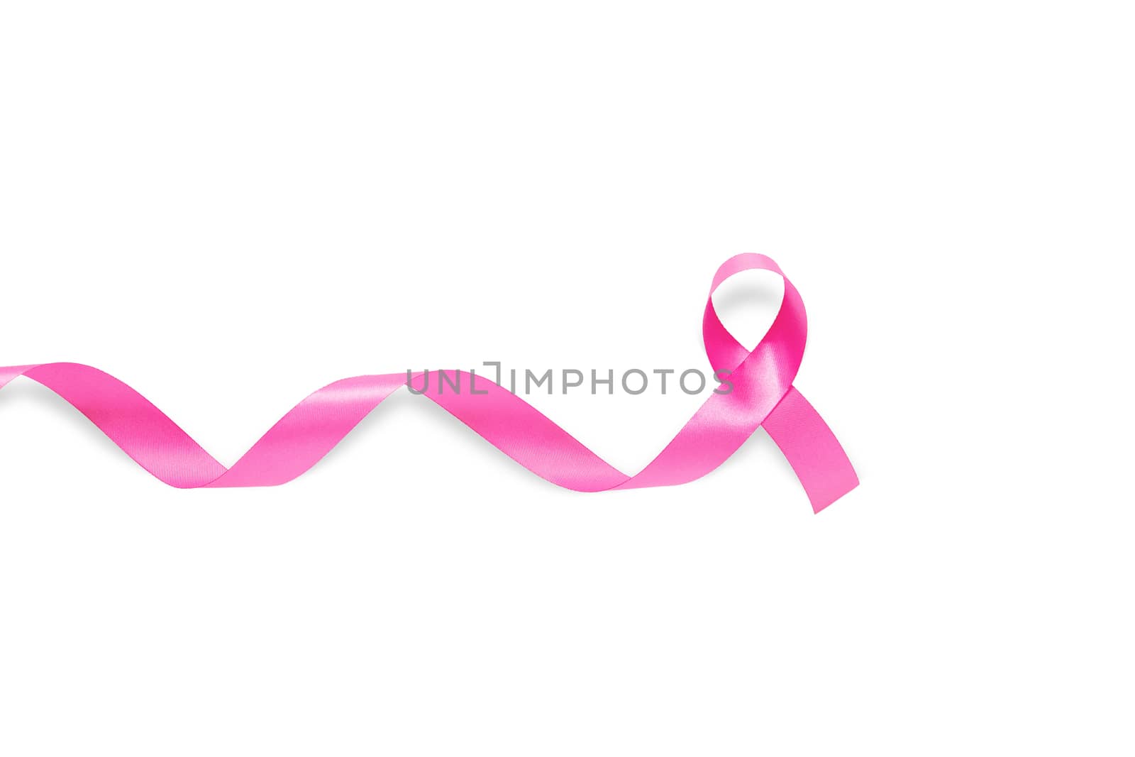 pink ribbon isolated on white background with clipping path, breast cancer awareness symbol