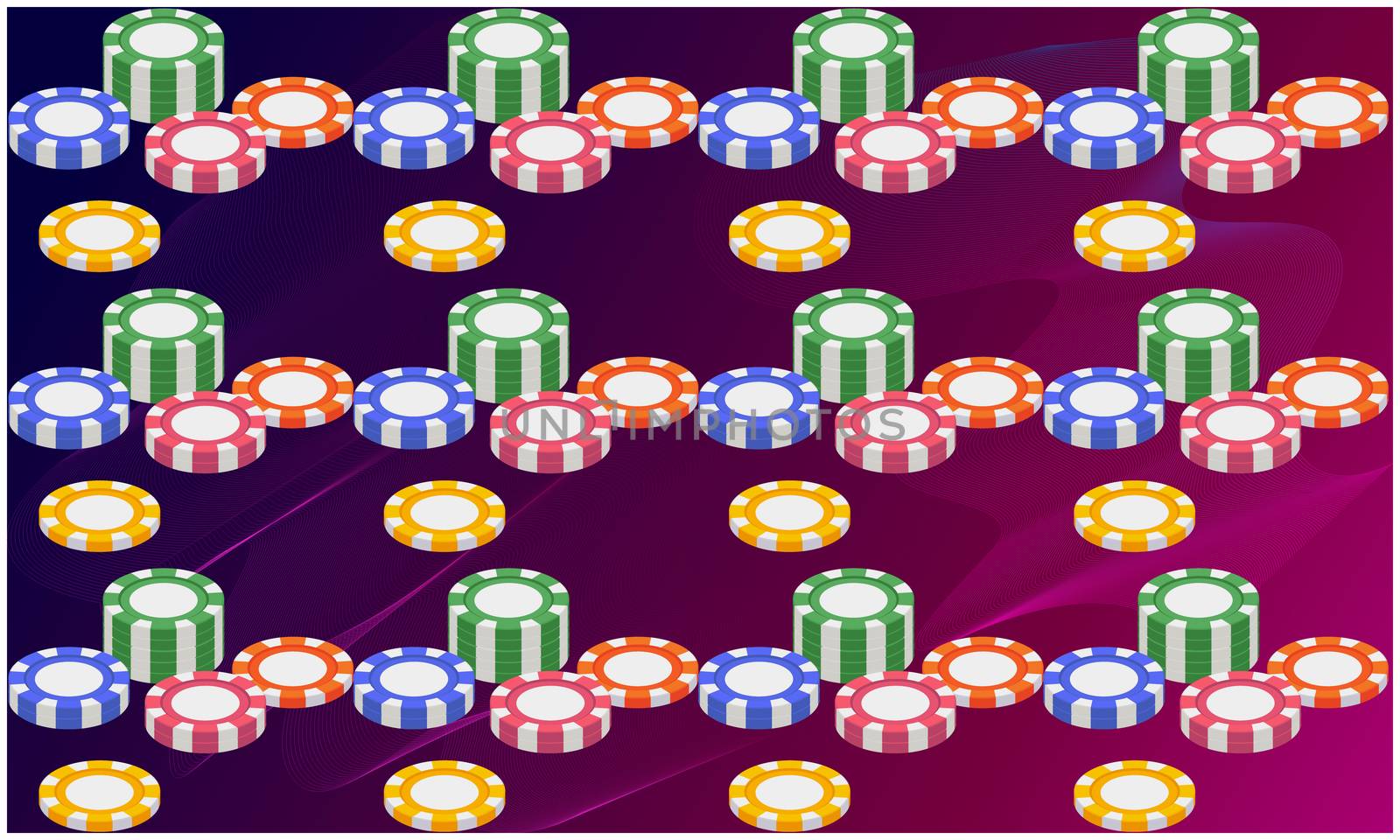 digital textile design of poker coins on abstract background