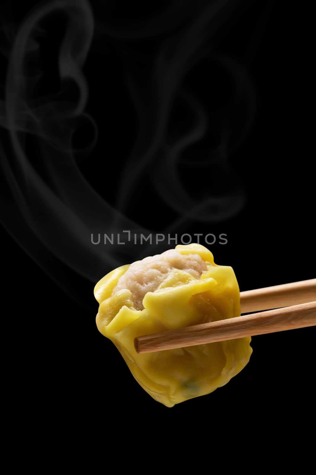 Close up dim sum and smoke, traditional chinese food 