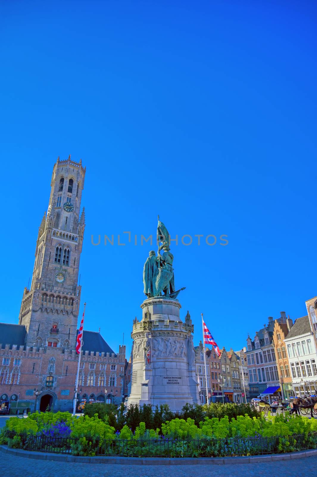 The Belfry of Bruges located in the Market Square of Bruges (Brugge), Belguim.