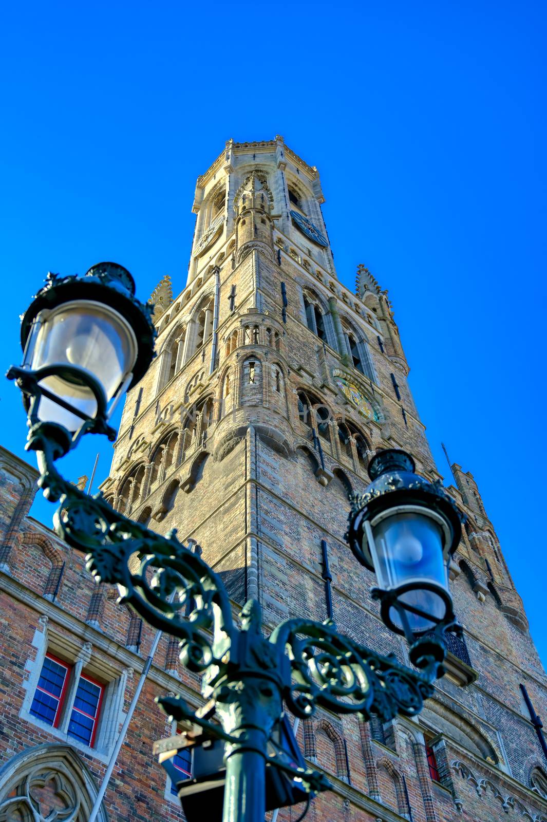 The Belfry of Bruges located in the Market Square of Bruges (Brugge), Belguim.