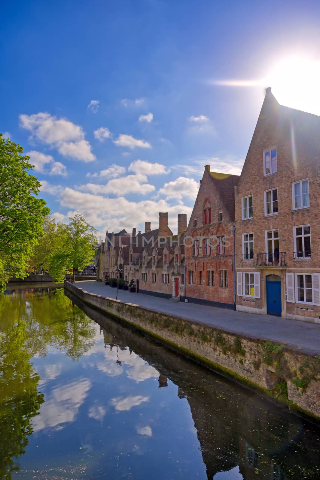 The canals of Bruges (Brugge), Belgium on a sunny day.