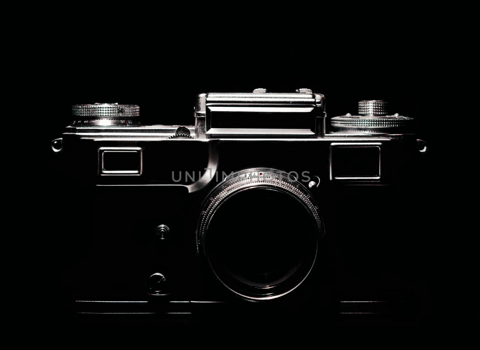 vintage camera silhouette in the dark