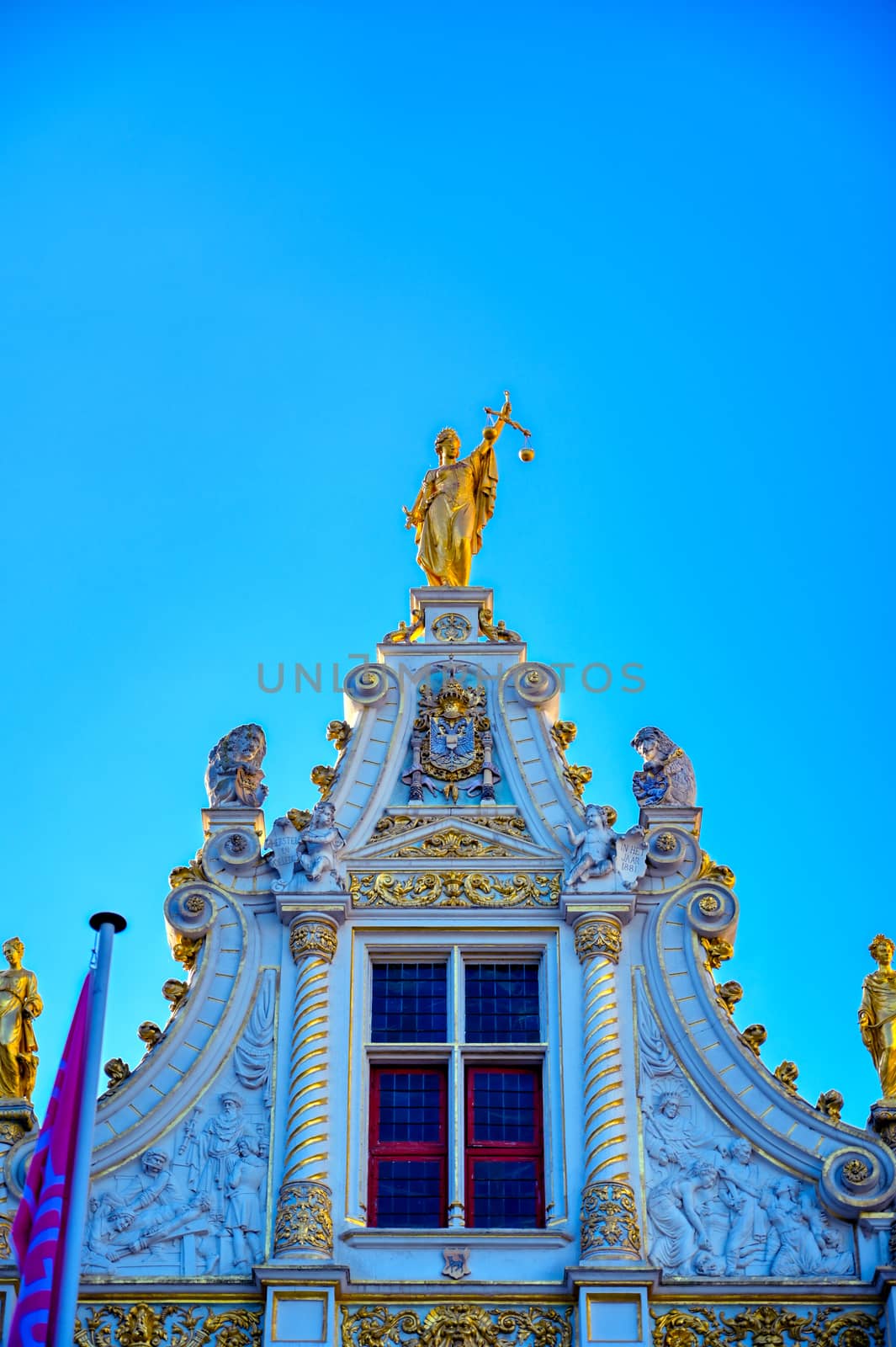 Bruges City Hall located in Burg Square in the centre of Bruges (Brugge), Belgium. 