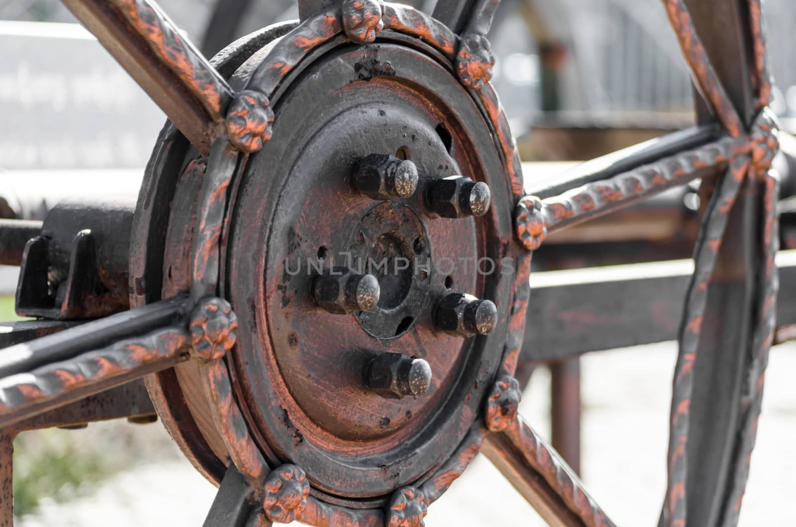 abstract technical background round metal gear close up