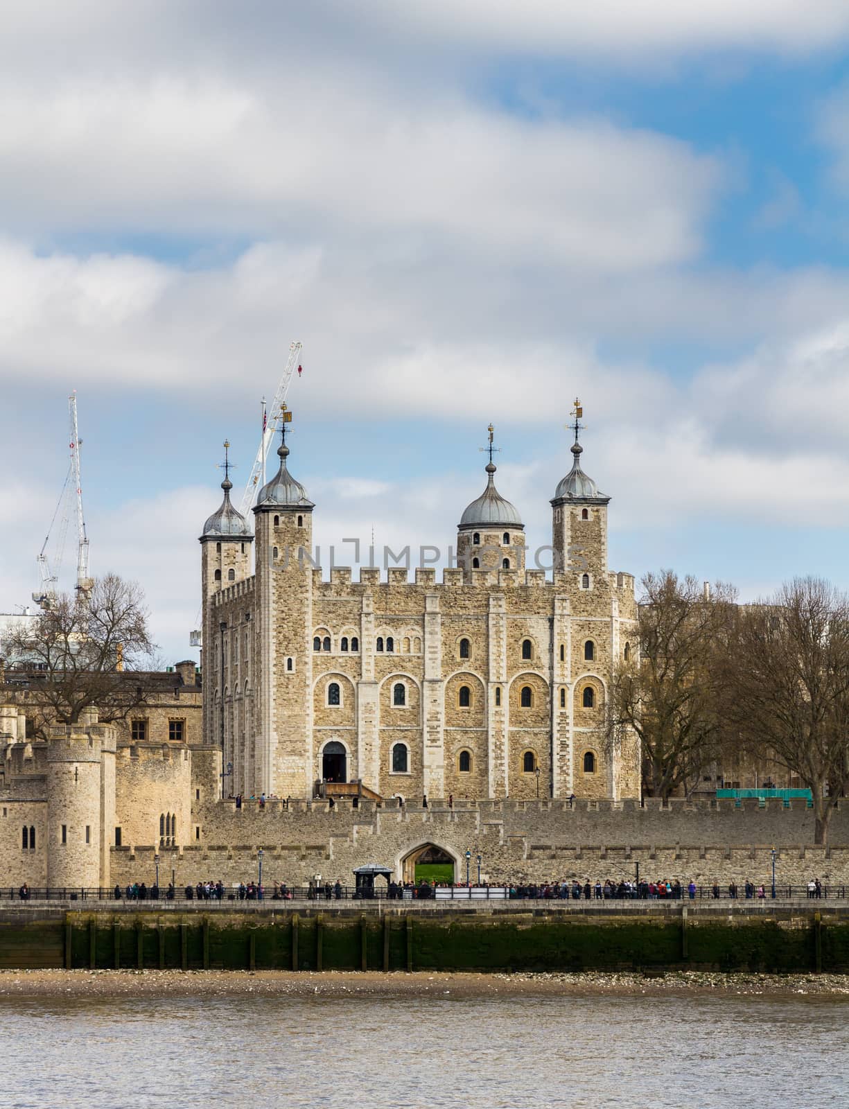 Tower of London located on the north bank of the River Thames in central London, UK