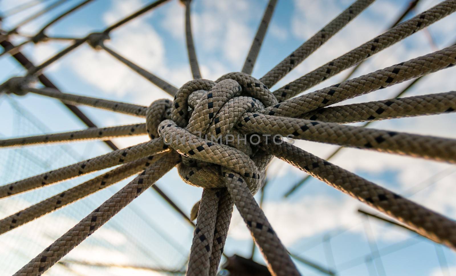 many ropes and one big knot close up