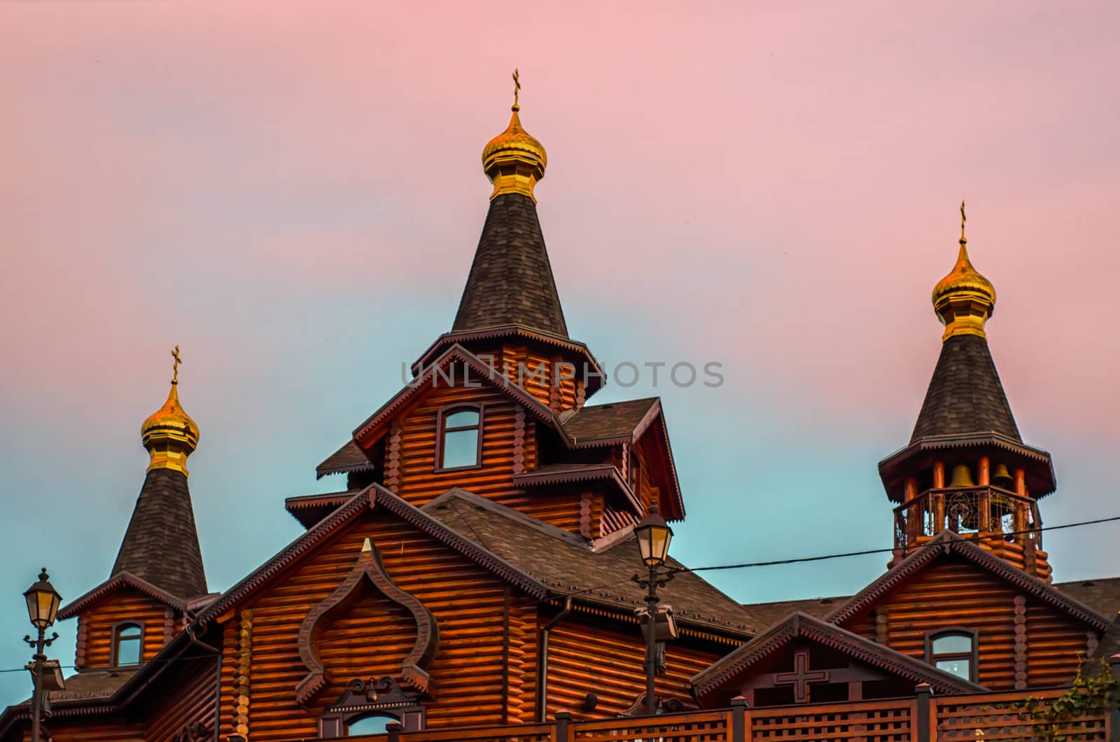 wooden architecture roof of a modern Orthodox Christian church