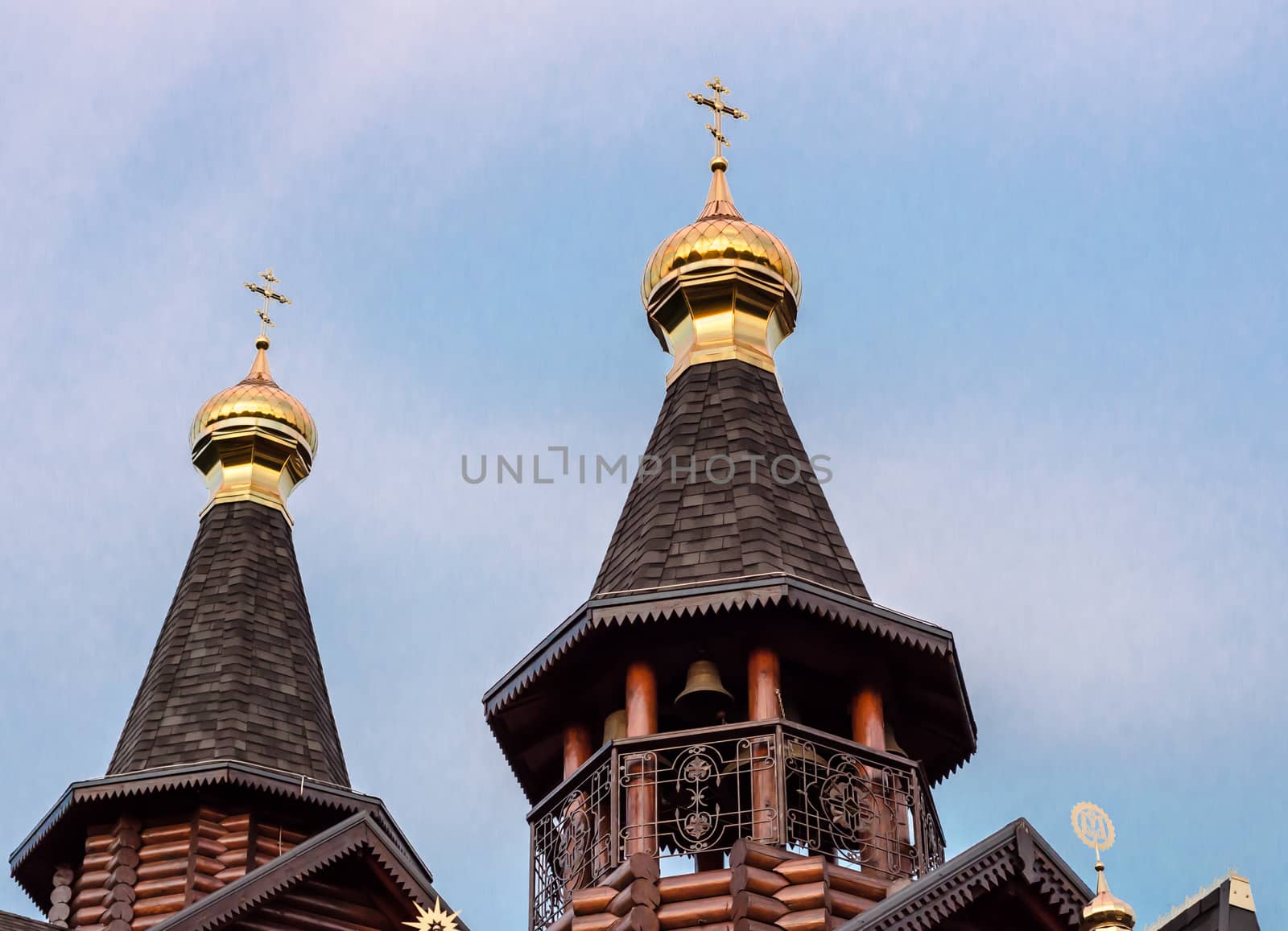 wooden architecture roof of a modern Orthodox Christian church