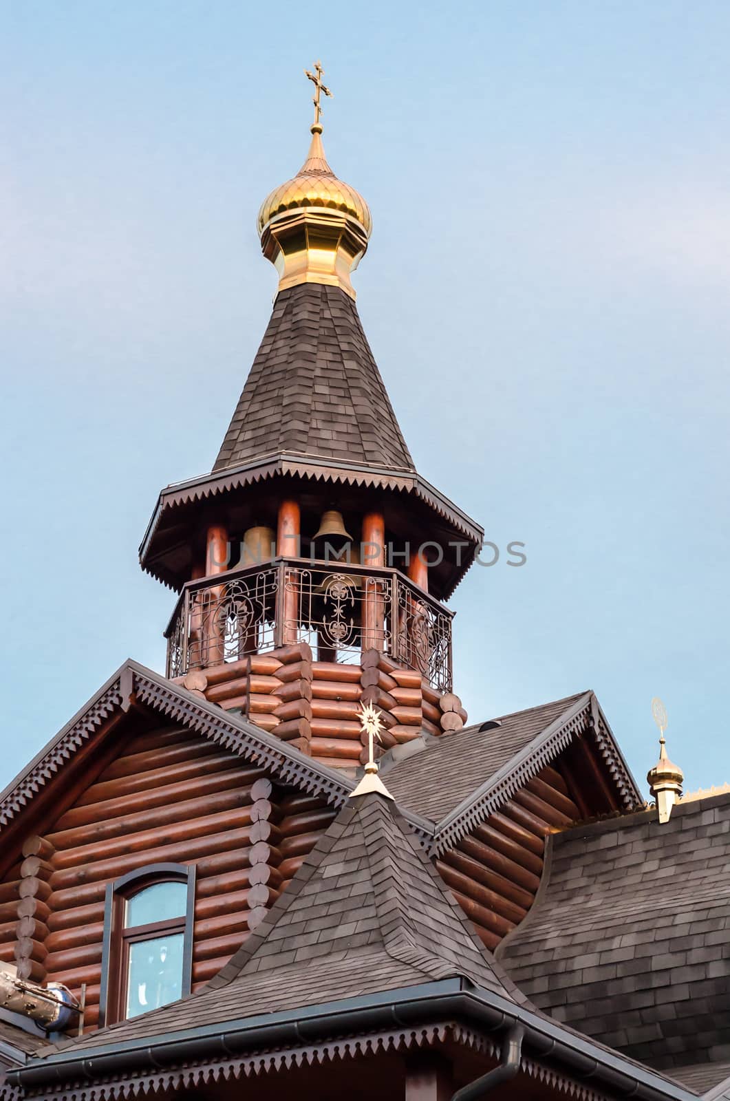 wooden architecture roof of a modern Orthodox Christian church
