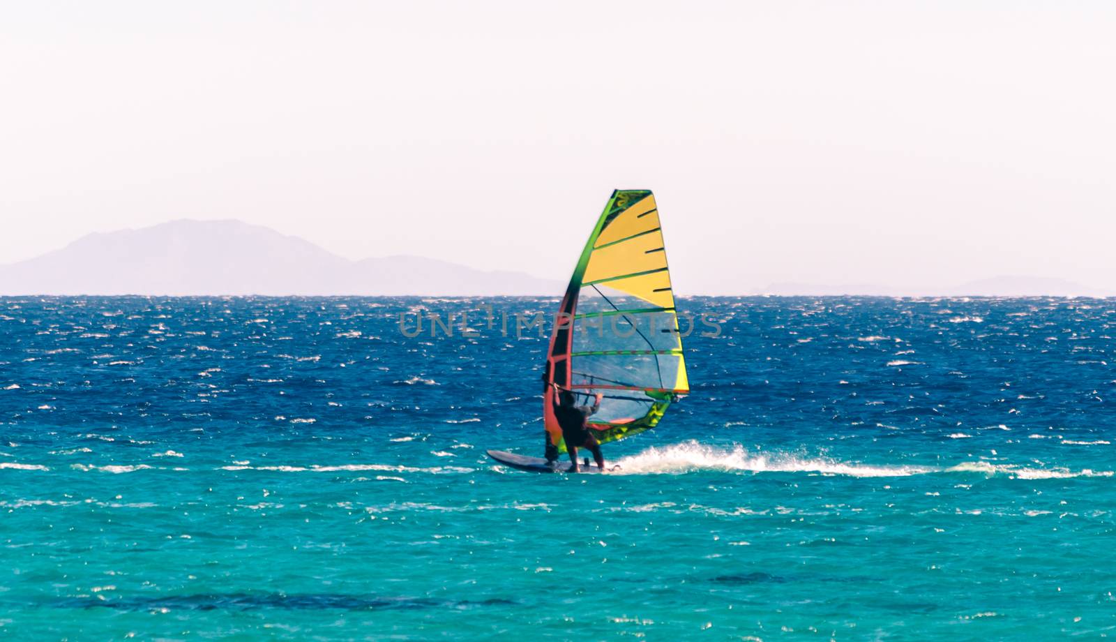 surfer rides in the Red Sea in Egypt