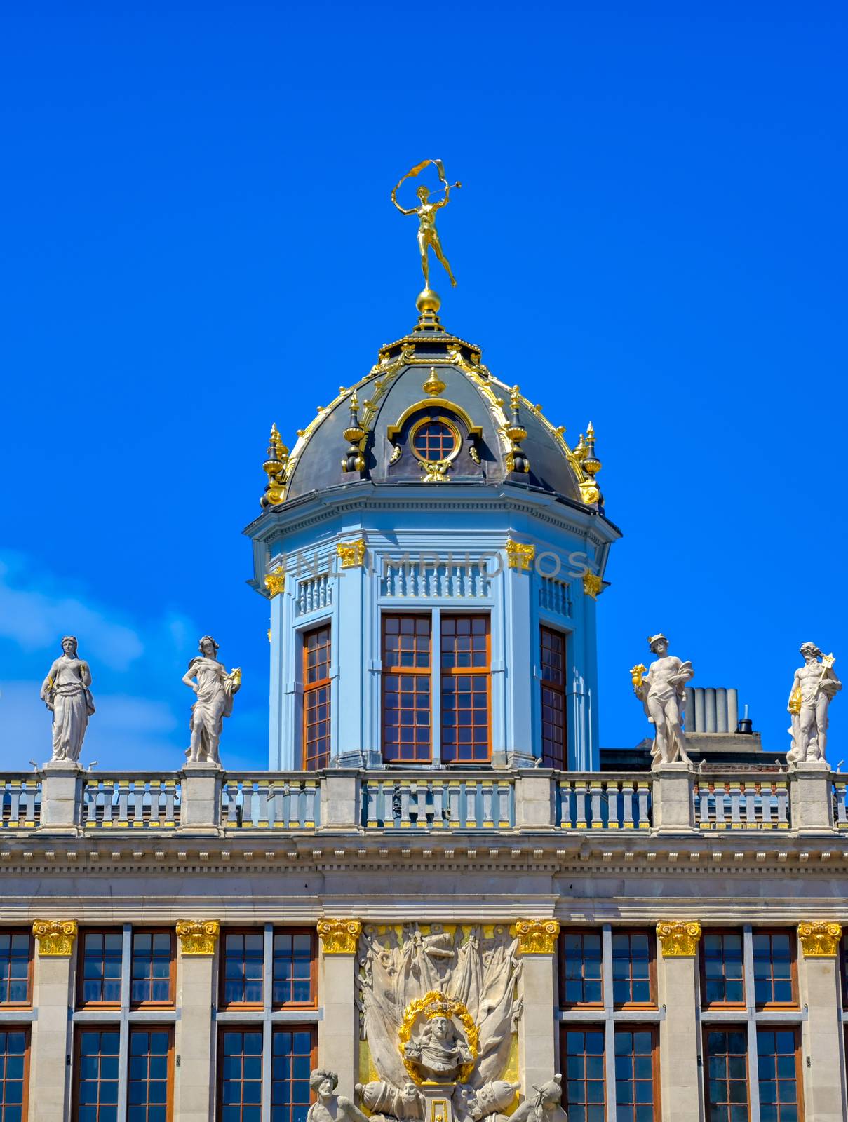 Buildings and architecture in the Grand Place, or Grote Markt, the central square of Brussels, Belgium.