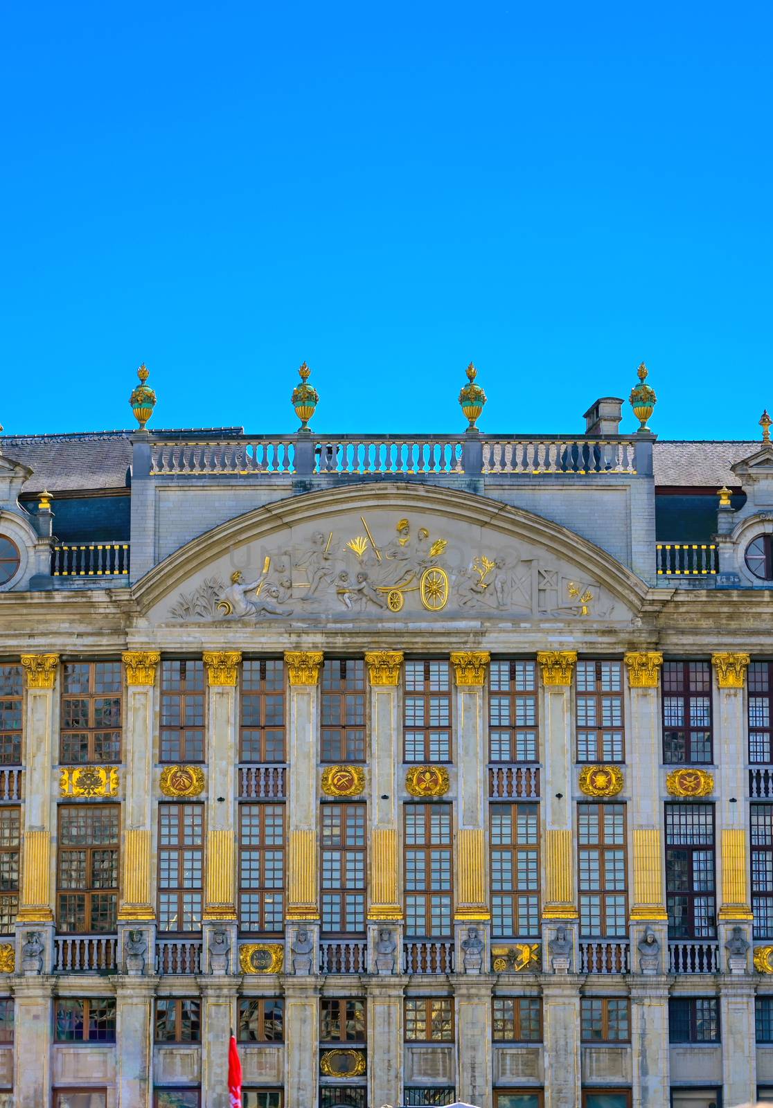 Buildings and architecture in the Grand Place, or Grote Markt, the central square of Brussels, Belgium.