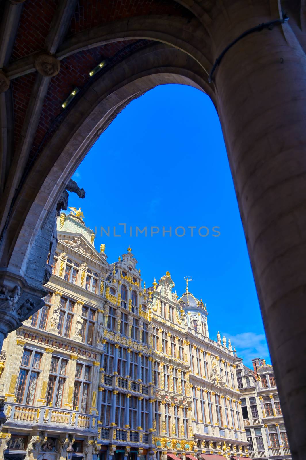 Buildings and architecture in the Grand Place, or Grote Markt, the central square of Brussels, Belgium.