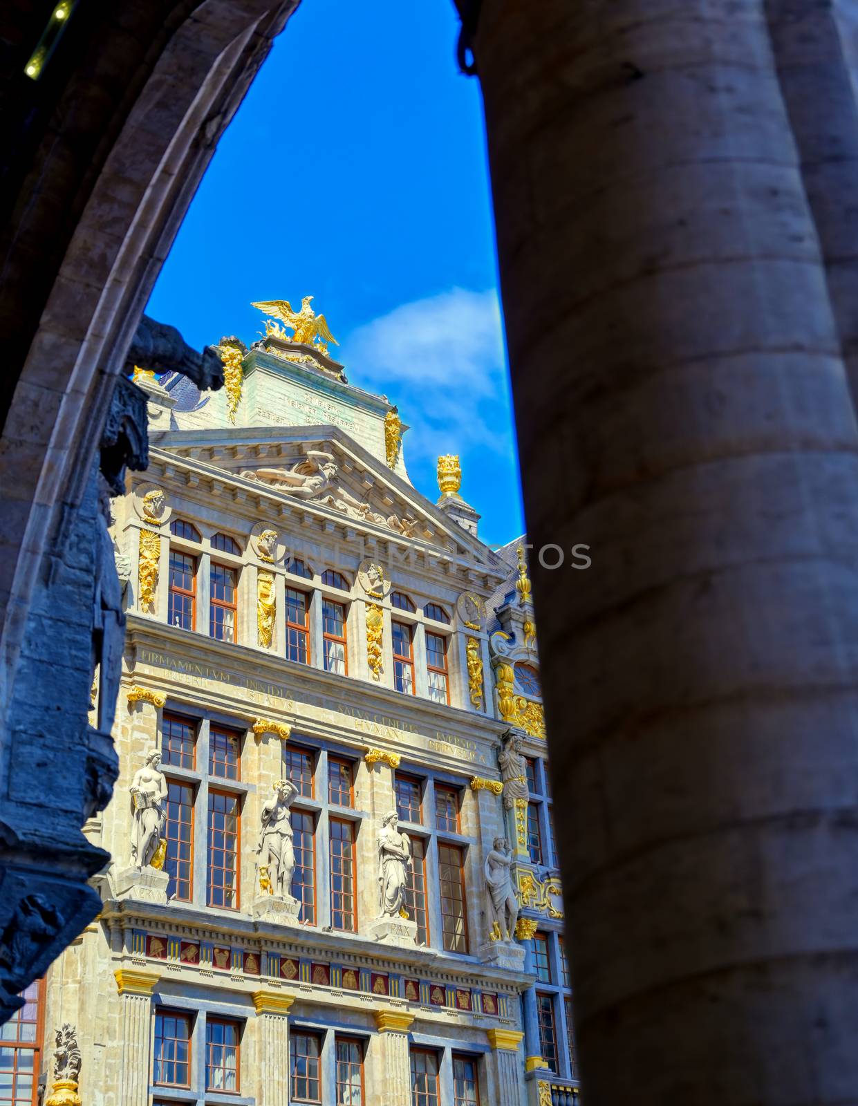 Buildings and architecture in the Grand Place, or Grote Markt, the central square of Brussels, Belgium.