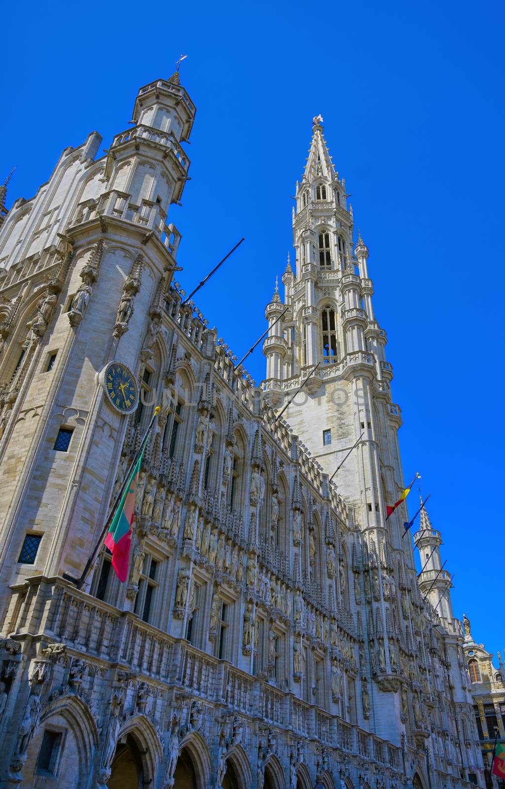 The Town Hall of the City of Brussels is a Gothic building from the Middle Ages. It is located on the famous Grand Place in Brussels, Belgium.