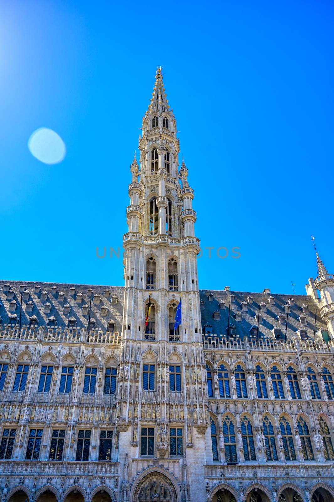 The Town Hall of the City of Brussels is a Gothic building from the Middle Ages. It is located on the famous Grand Place in Brussels, Belgium.