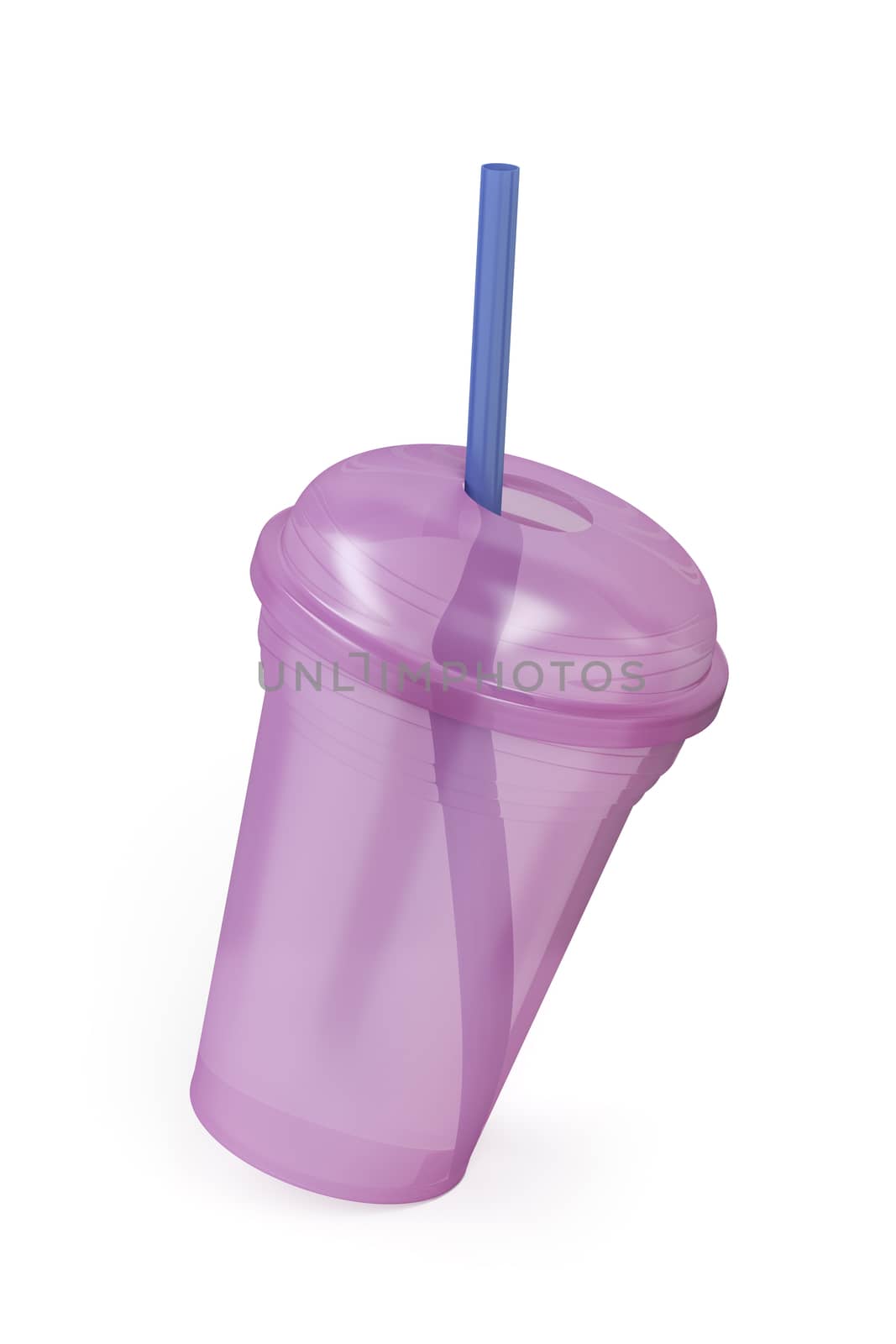 Empty plastic cup with a straw by magraphics
