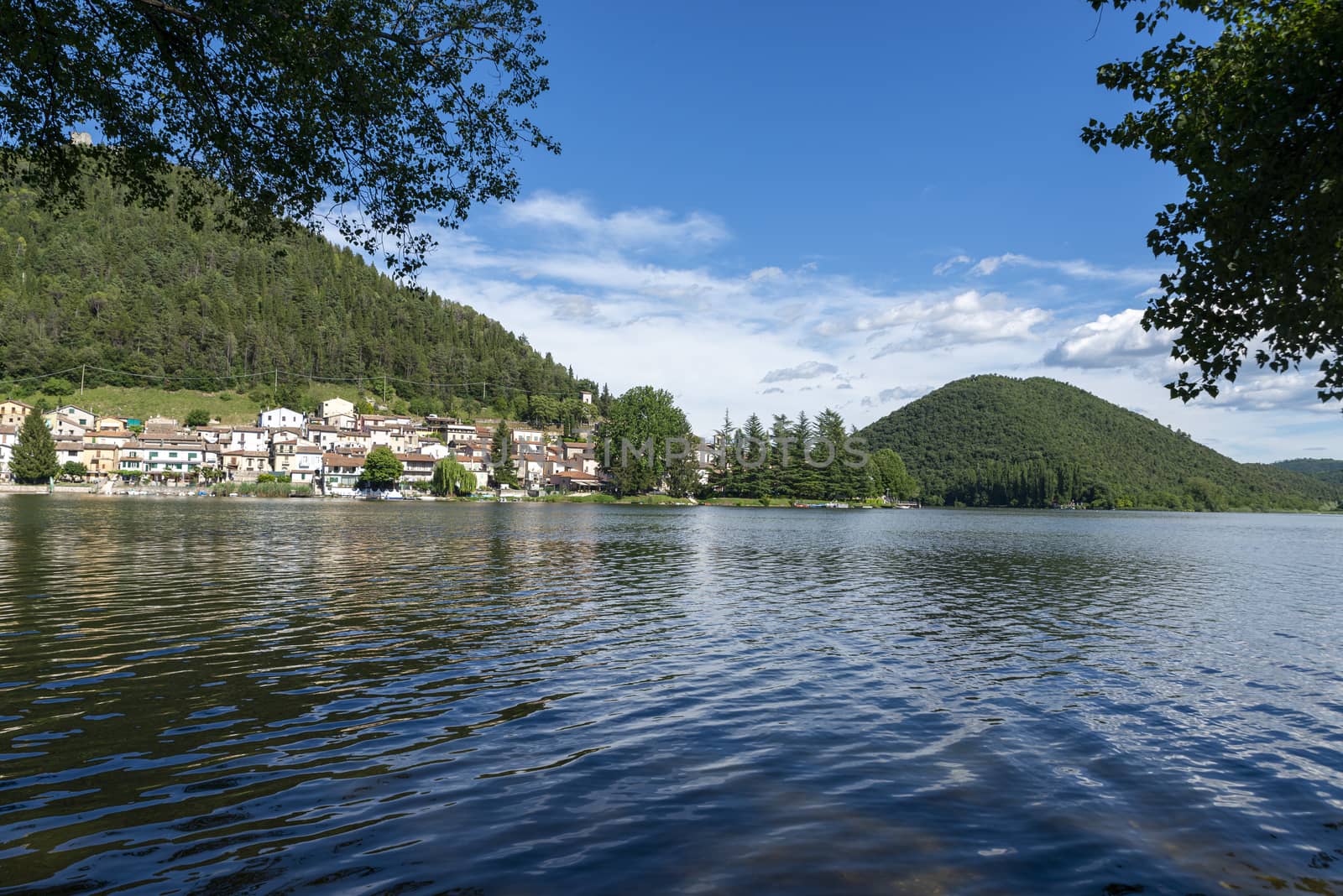 the piediluco lake and its country and in the middle of the island