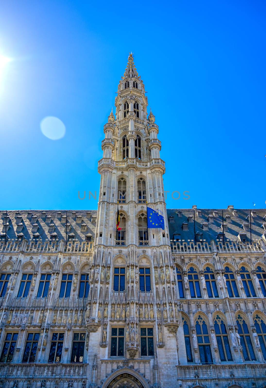 The Town Hall of the City of Brussels is a Gothic building from the Middle Ages. It is located on the famous Grand Place in Brussels, Belgium.