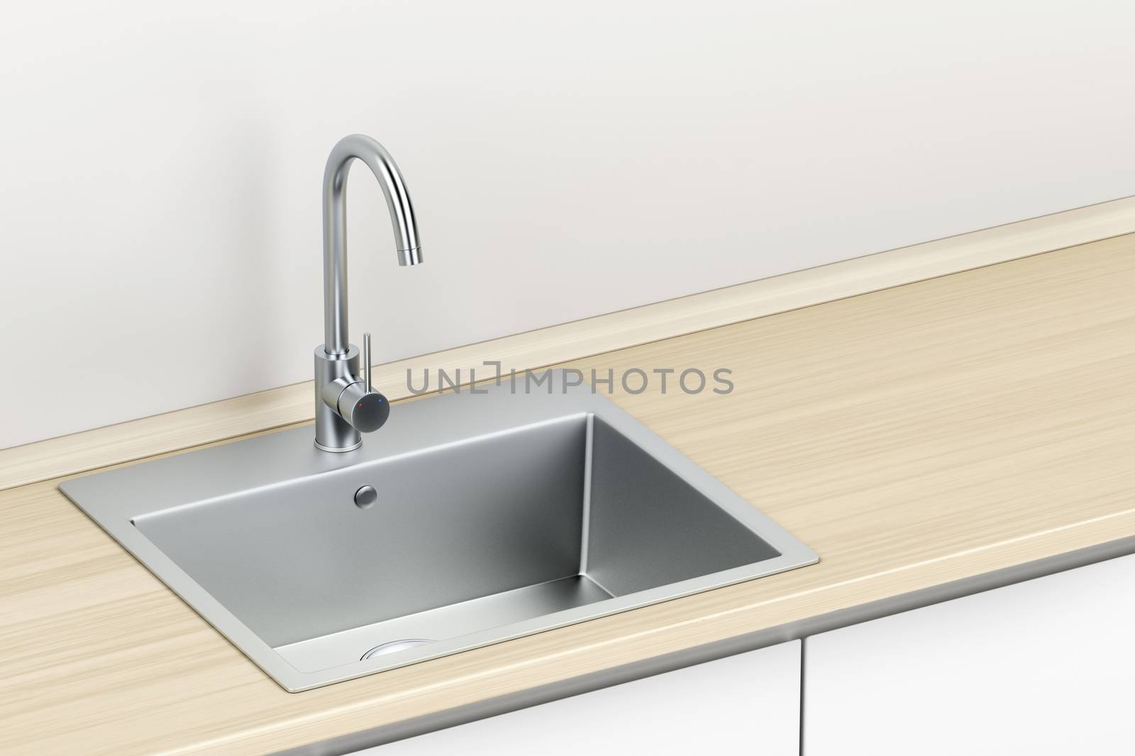 Silver faucet and sink in the kitchen by magraphics