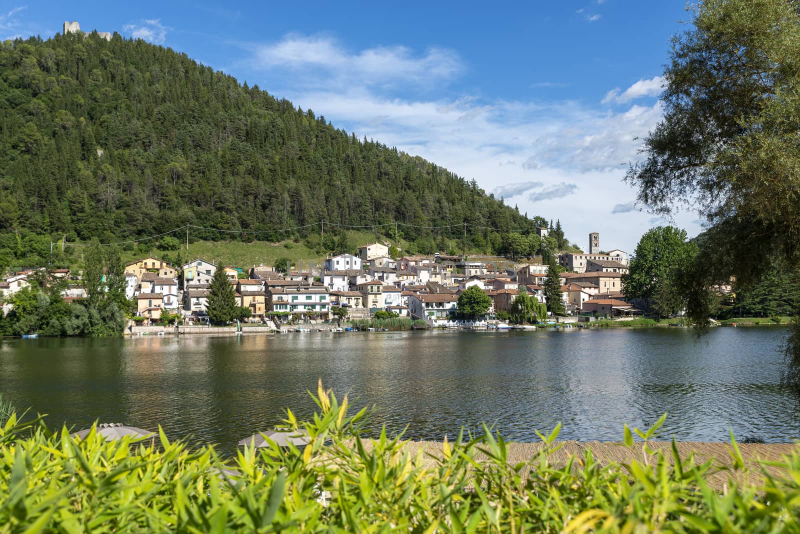 the piediluco lake and its country and in the middle of the island