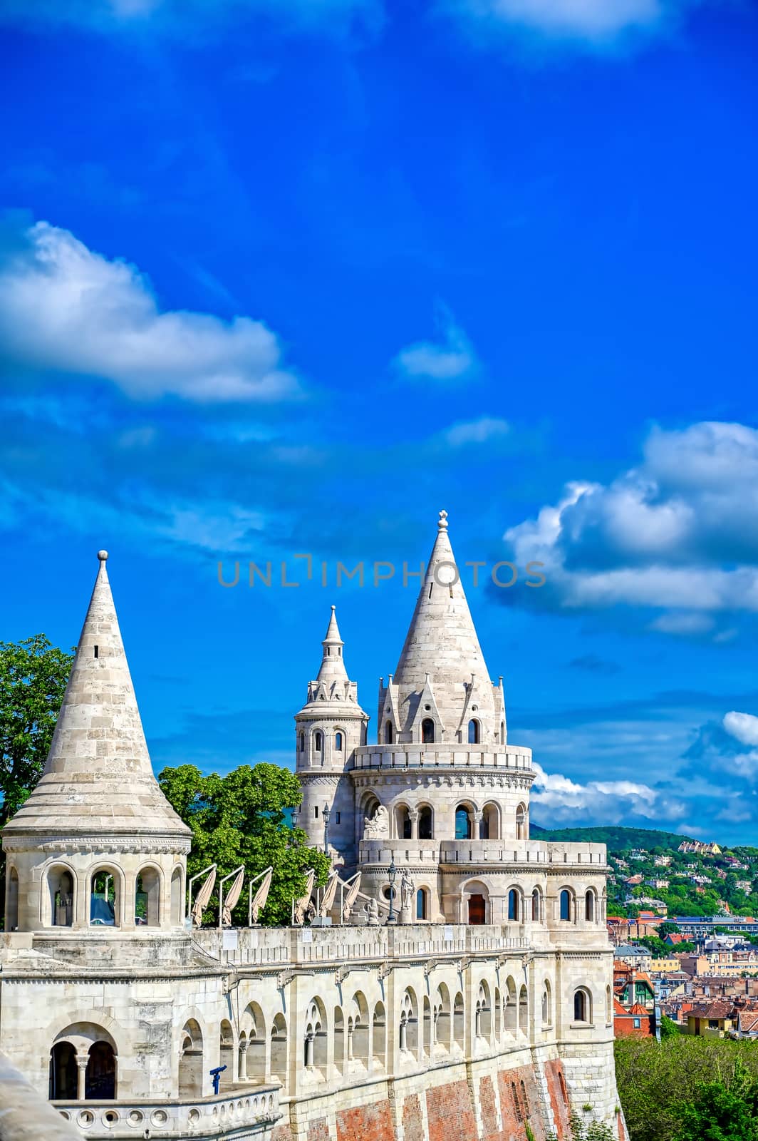 Fisherman's Bastion, located in the Buda Castle complex, in Budapest, Hungary.