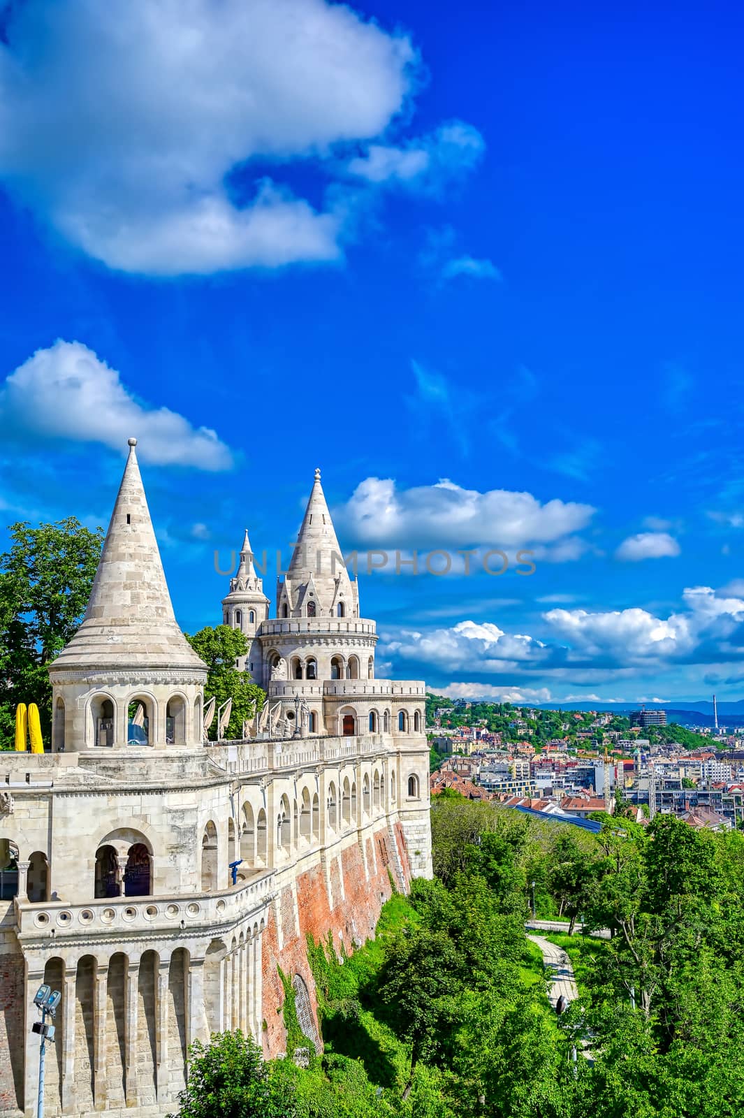 Fisherman's Bastion, located in the Buda Castle complex, in Budapest, Hungary.