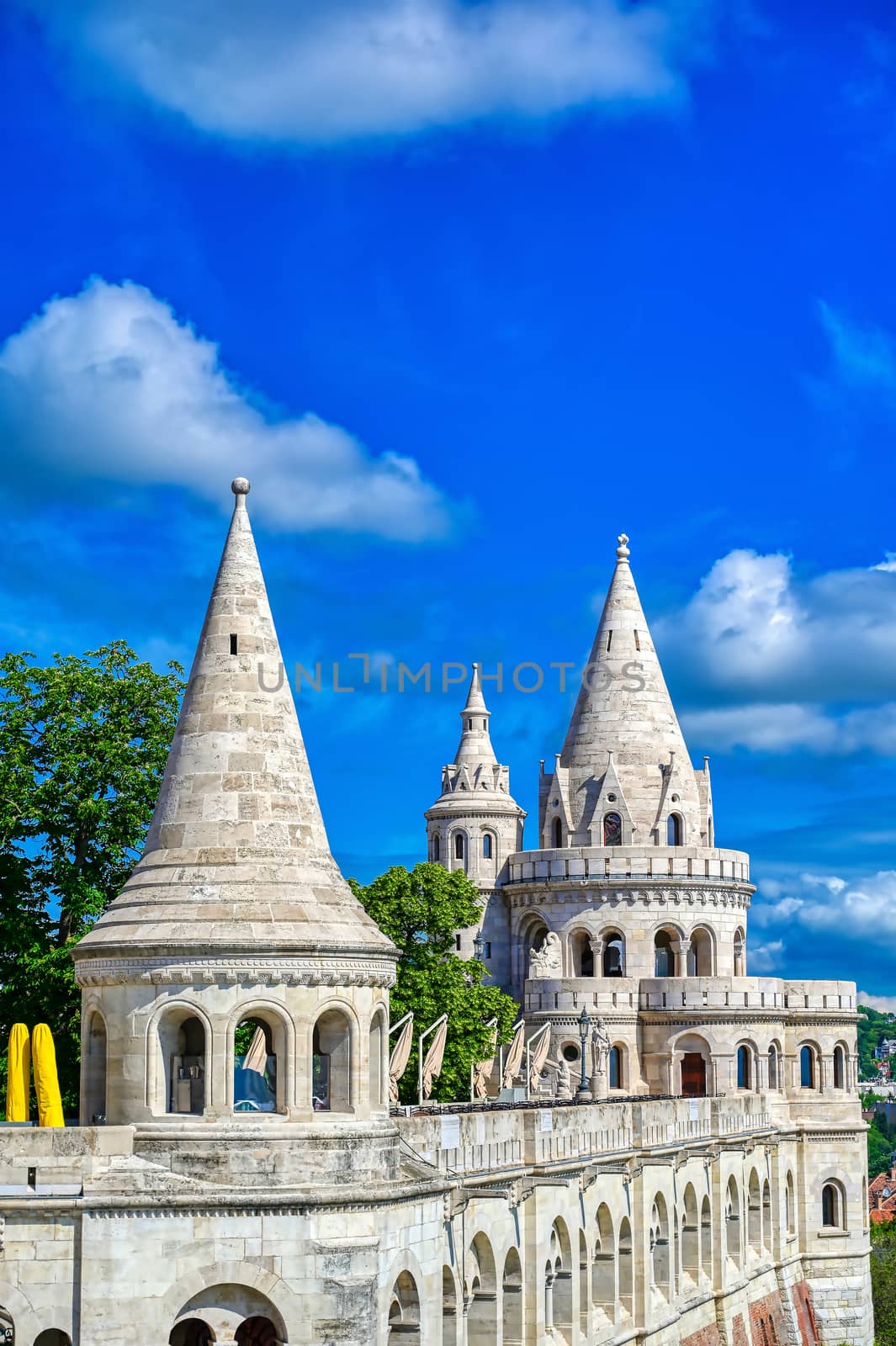 Fisherman's Bastion, located in the Buda Castle complex, in Budapest, Hungary.