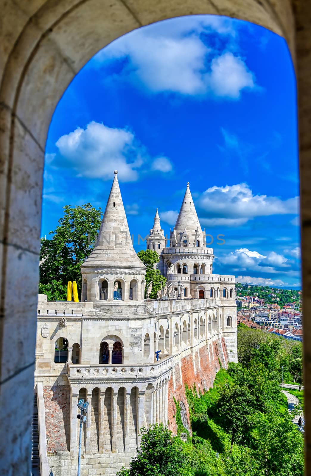 Fisherman's Bastion, located in the Buda Castle complex, in Budapest, Hungary.