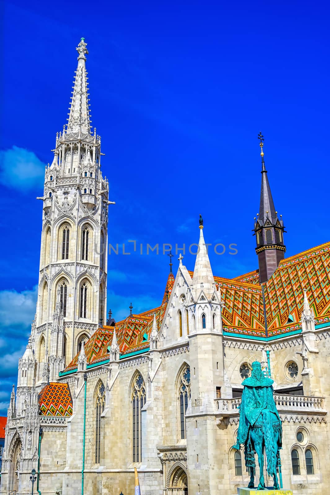 The Church of the Assumption of the Buda Castle, more commonly known as the Matthias Church, located in Budapest, Hungary.