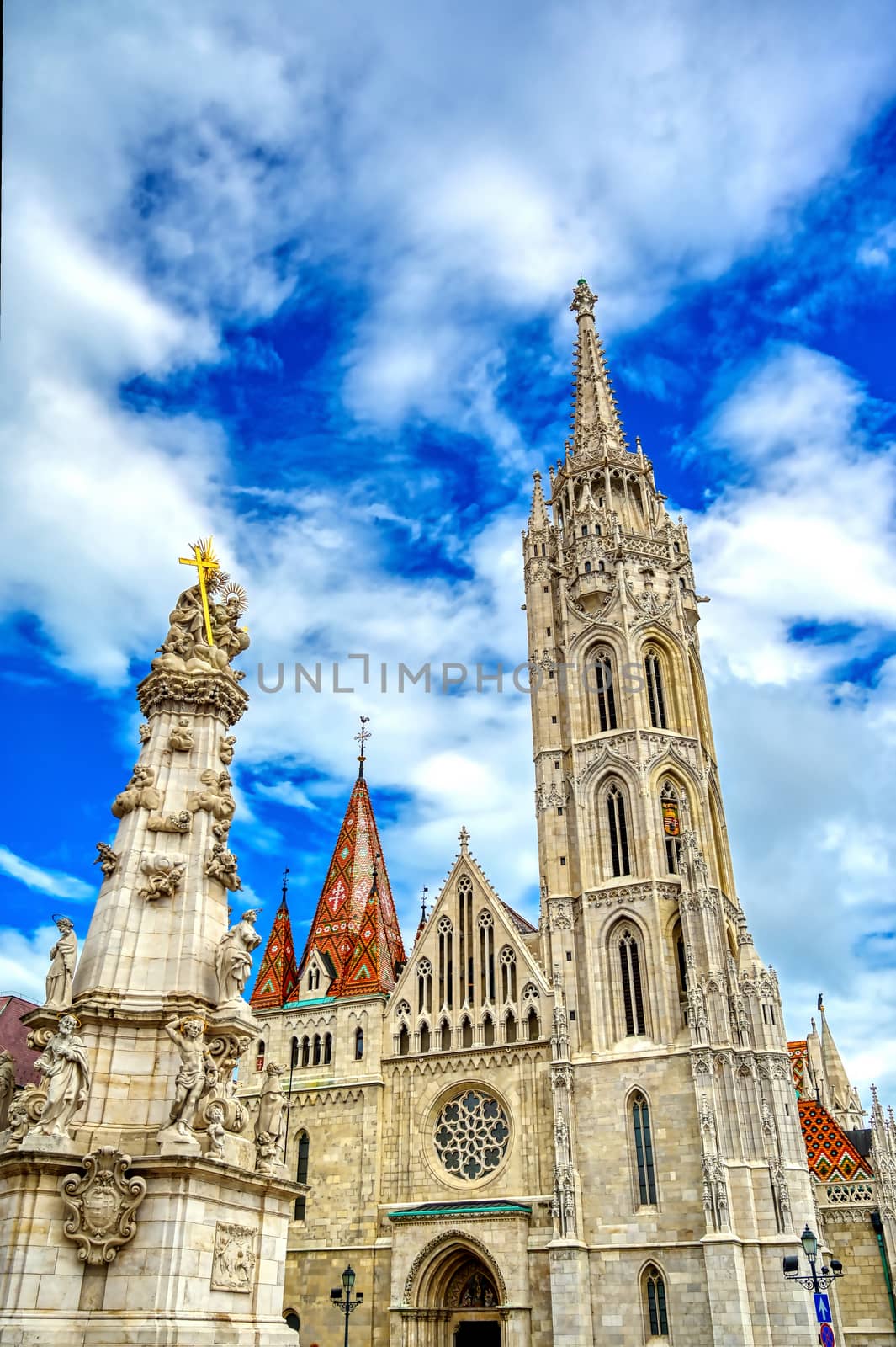 The Church of the Assumption of the Buda Castle, more commonly known as the Matthias Church, located in Budapest, Hungary.