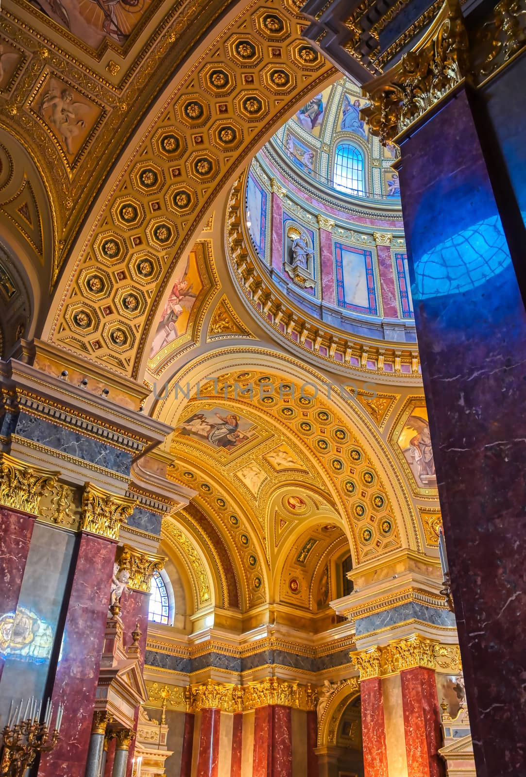 Budapest, Hungary - May 22, 2019 - The interior of St. Stephen's Basilica located on the Pest side of Budapest, Hungary.