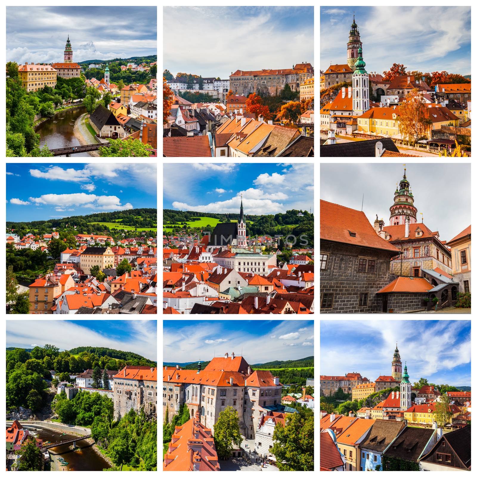 Collage of Cesky Krumlov photos in Czechia