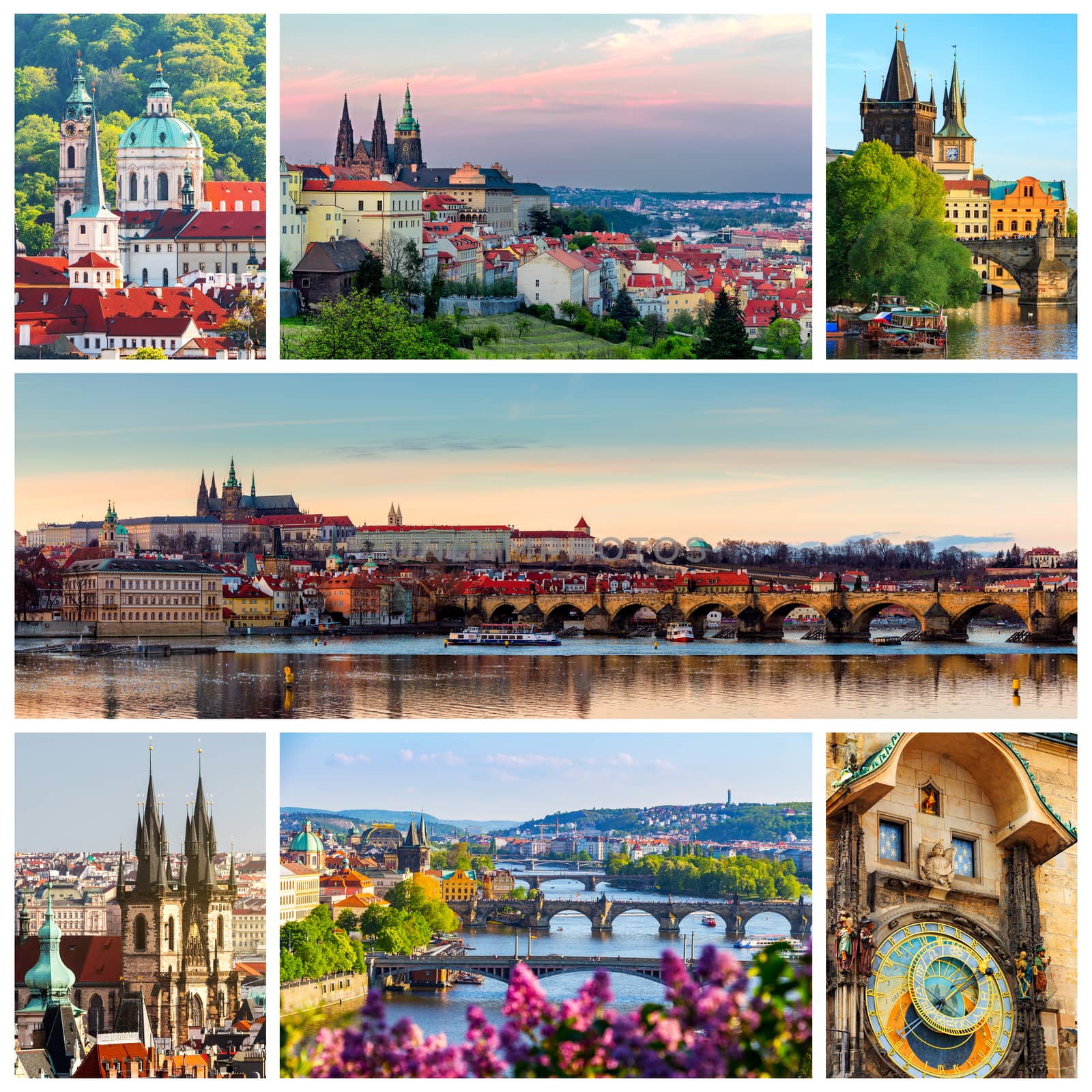 Collage of landmarks of Prague, Czech Republic by DaLiu