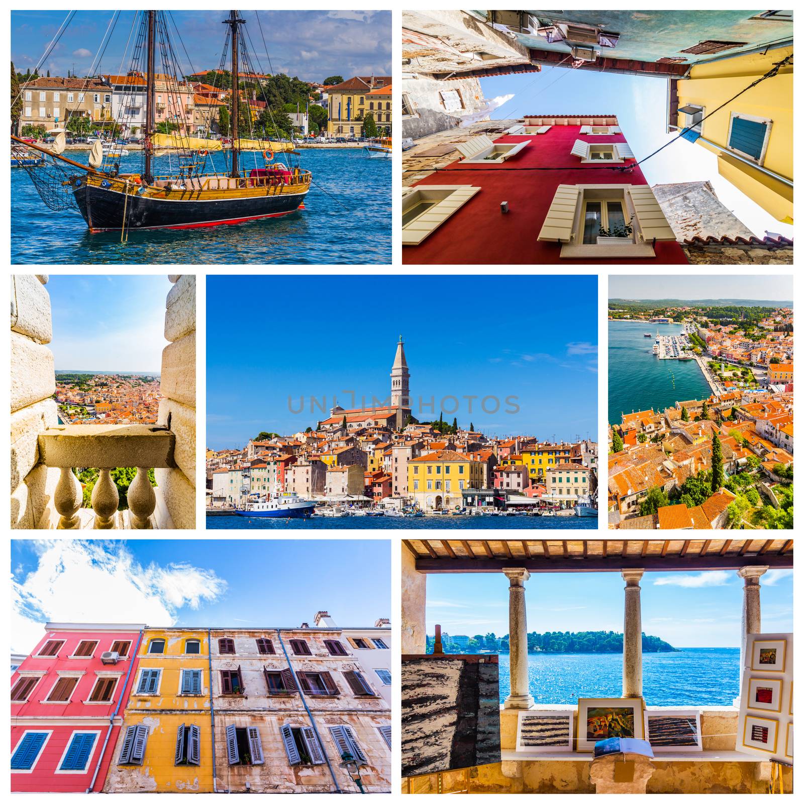 Collage of Rovinj photos in Croatia