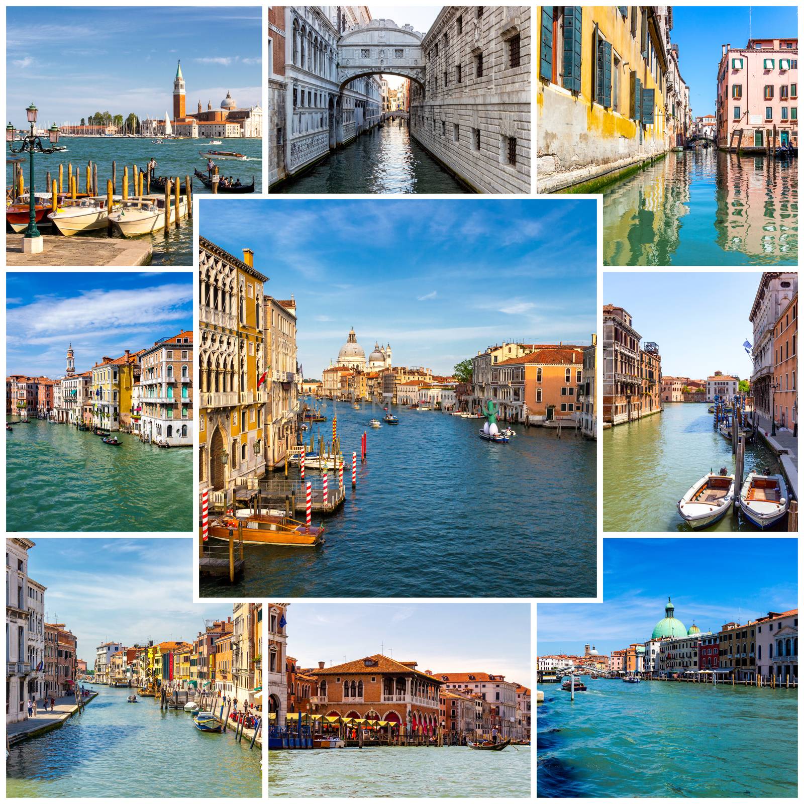 Collage of Venice photos in Italy