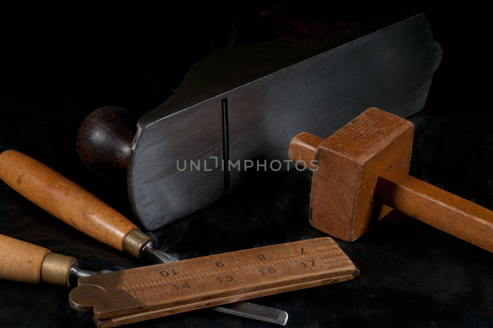 A selection of old woodworking tools