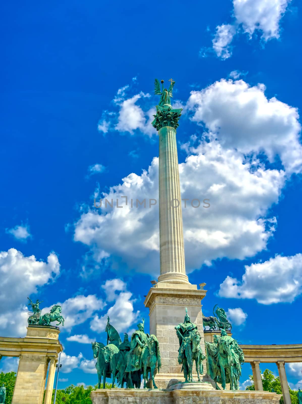 Millennium Monument on the Heroes' Square in Budapest, Hungary.