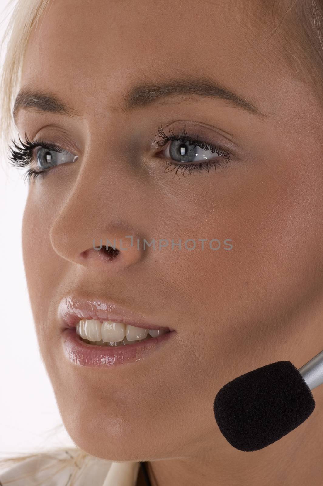A close up of a customer services operator